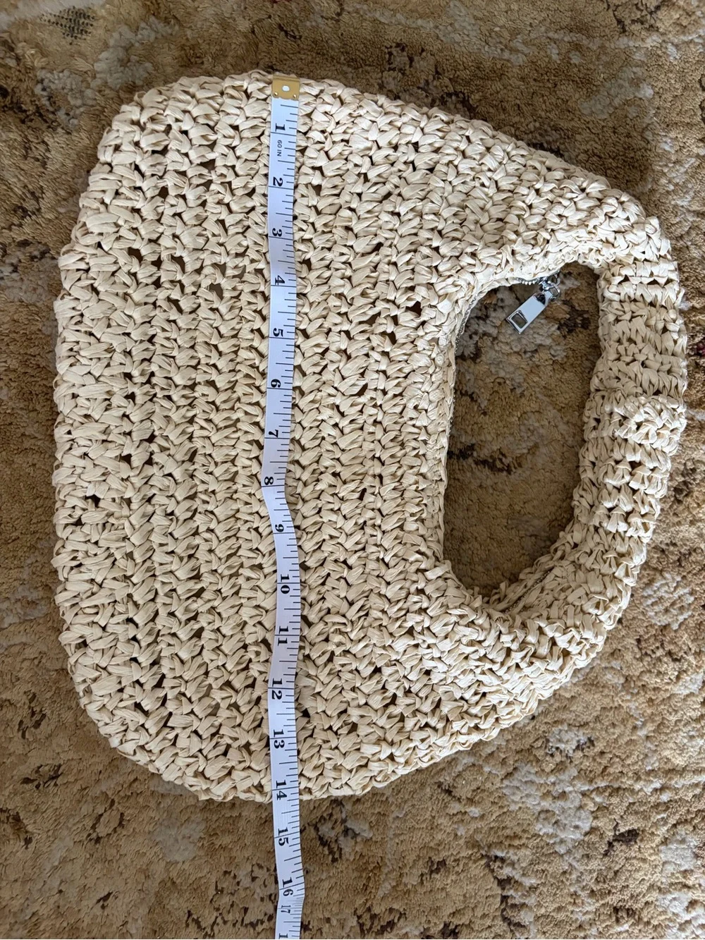 NWOT Antik Kraft Handwoven Straw Crochet Tote Bag in Natural Cream
